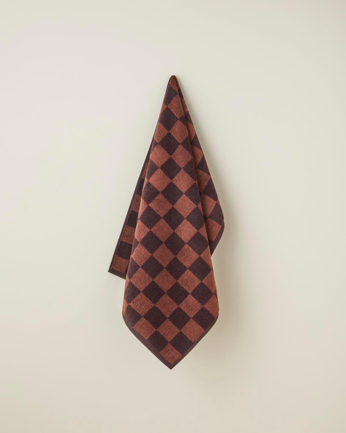 Savanna Check Pamuk Yüz Havlusu 50x80 cm Kahve-Açık Kahve