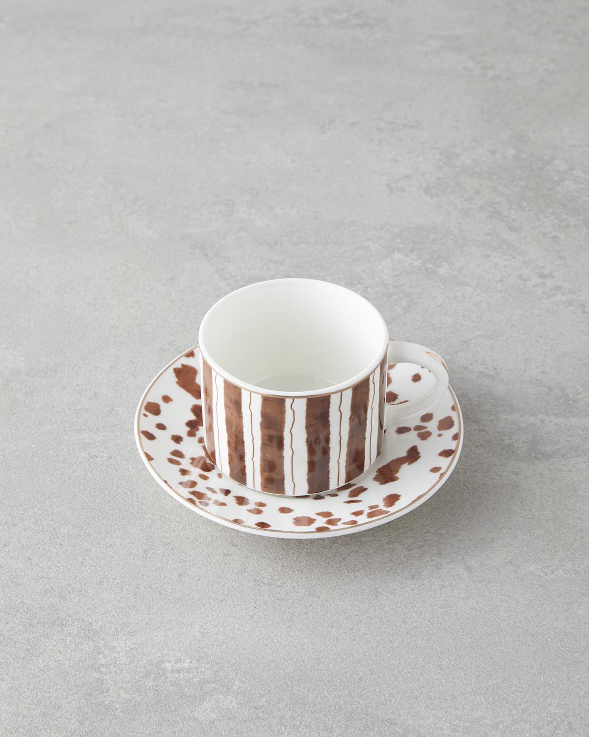 Sedona New Bone China 4 Parça 2 Kişilik Kahve Fincan Takımı 100 ml Kahverengi