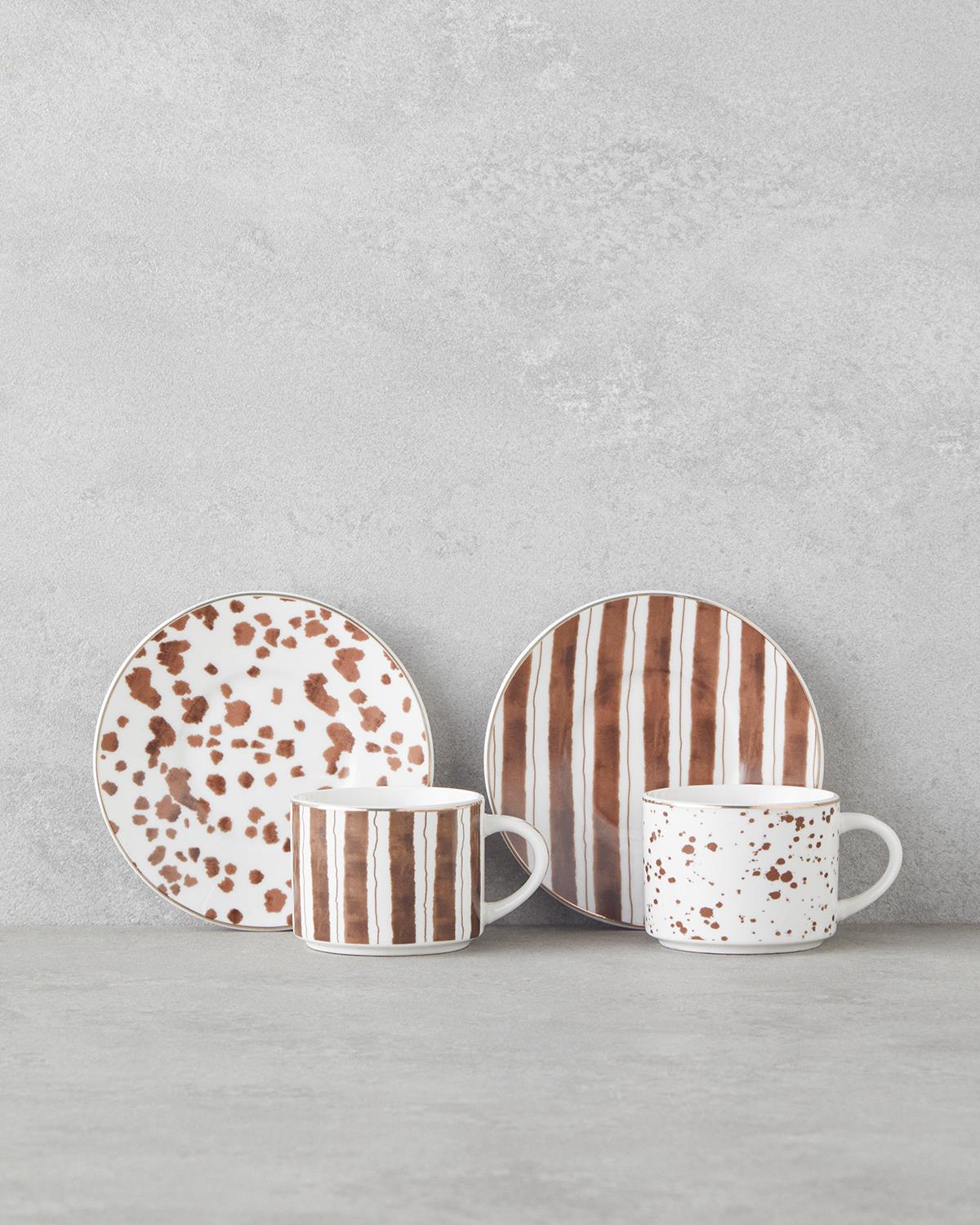 Sedona New Bone China 4 Parça 2 Kişilik Kahve Fincan Takımı 100 ml Kahverengi