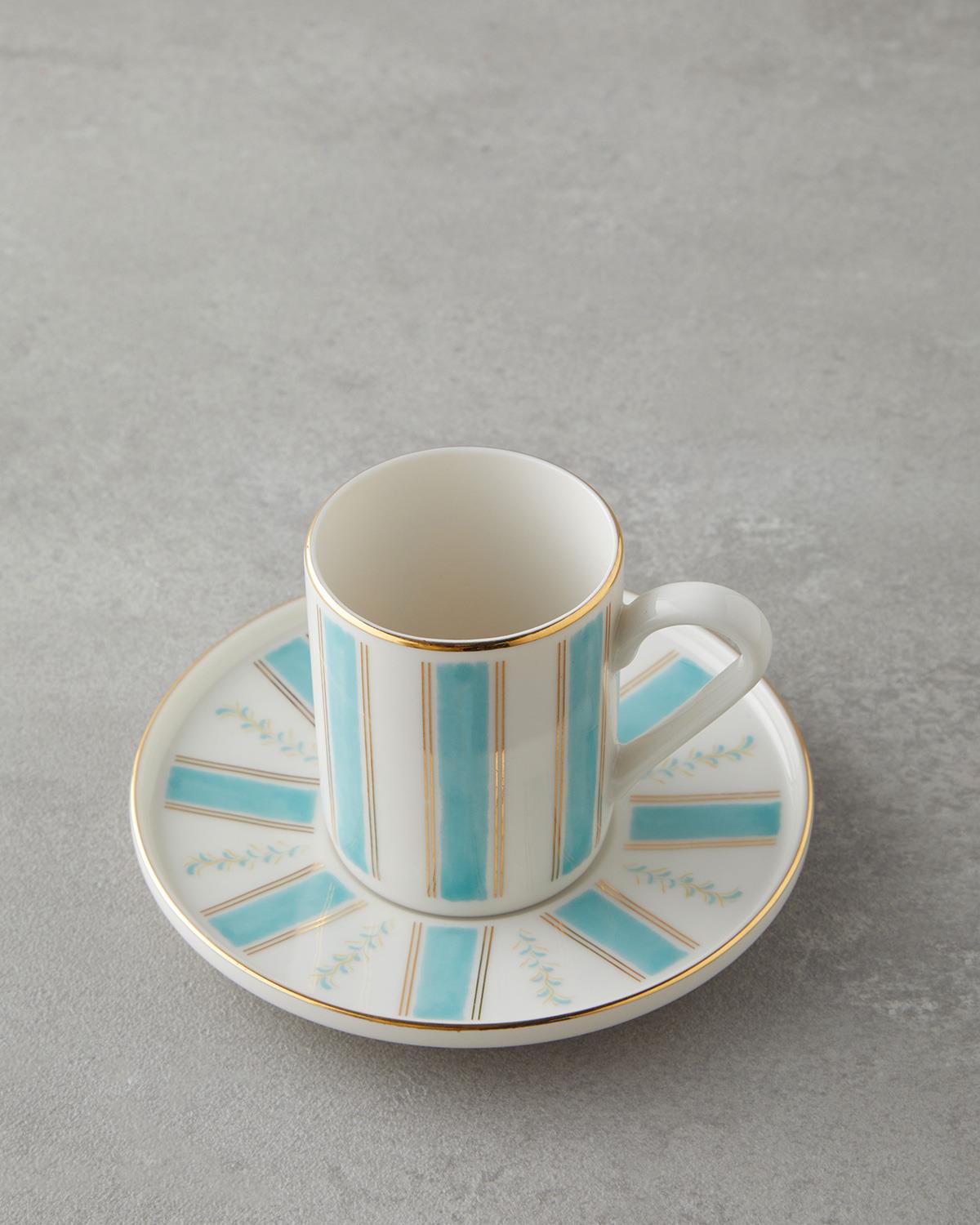 Serenade Bone Porselen 4 Parça 2 Kişilik Kahve Fincan Takımı 90 ml Mavi Gold
