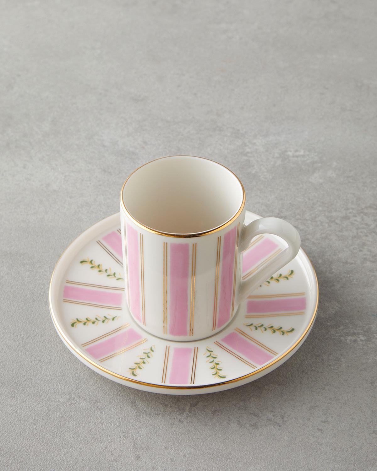 Serenade Bone Porselen 4 Parça 2 Kişilik Kahve Fincan Takımı 90 ml Pembe - Gold