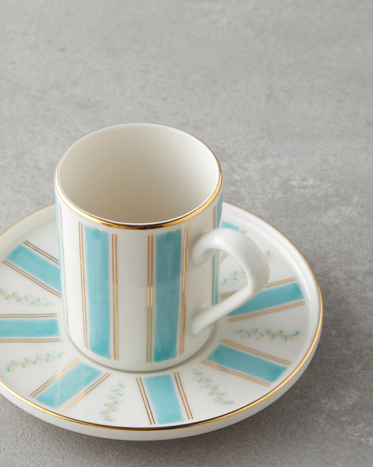 Serenade Bone Porselen 4 Parça 2 Kişilik Kahve Fincan Takımı 90 ml Mavi Gold