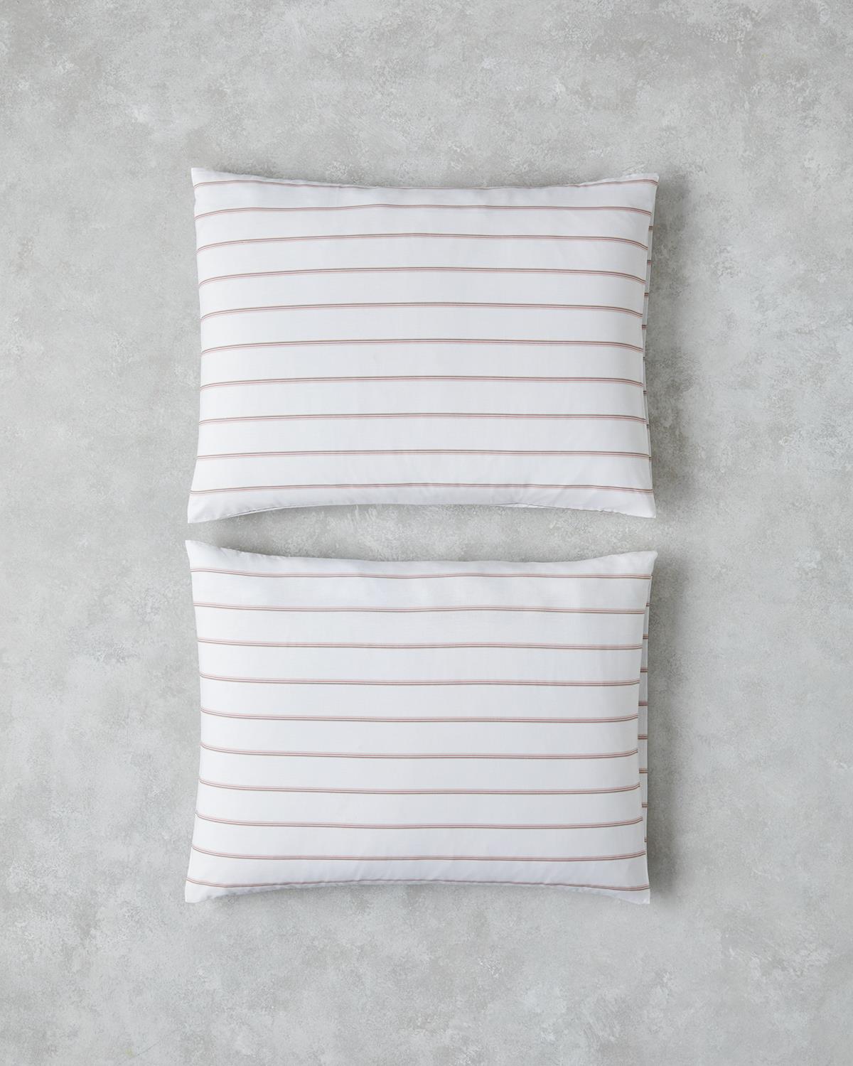 Serene Stripes Pamuklu 2'li Yastık Kılıfı 50x70 cm Pembe