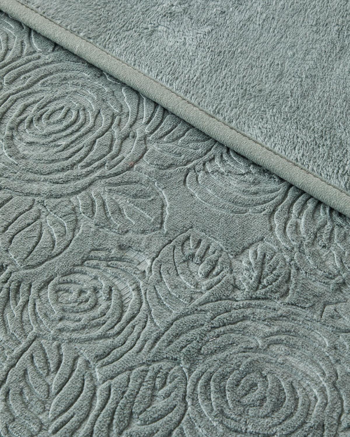 Shabby Rose Emboss Çift Kişilik Battaniye 200x220 cm Seledon