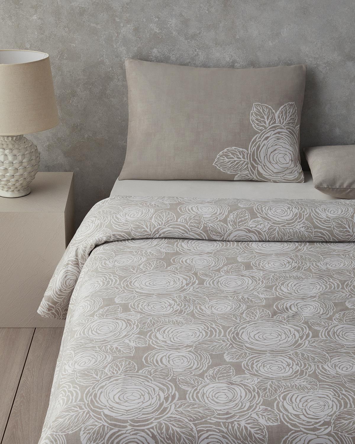 Shabby Rose Krep Çift Kişilik Nevresim Takımı Taş Rengi
