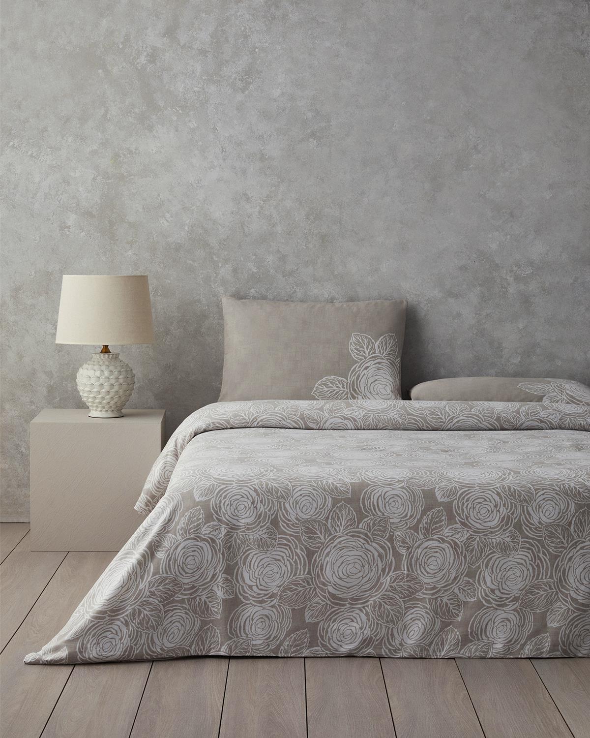 Shabby Rose Krep Çift Kişilik Nevresim Takımı Taş Rengi