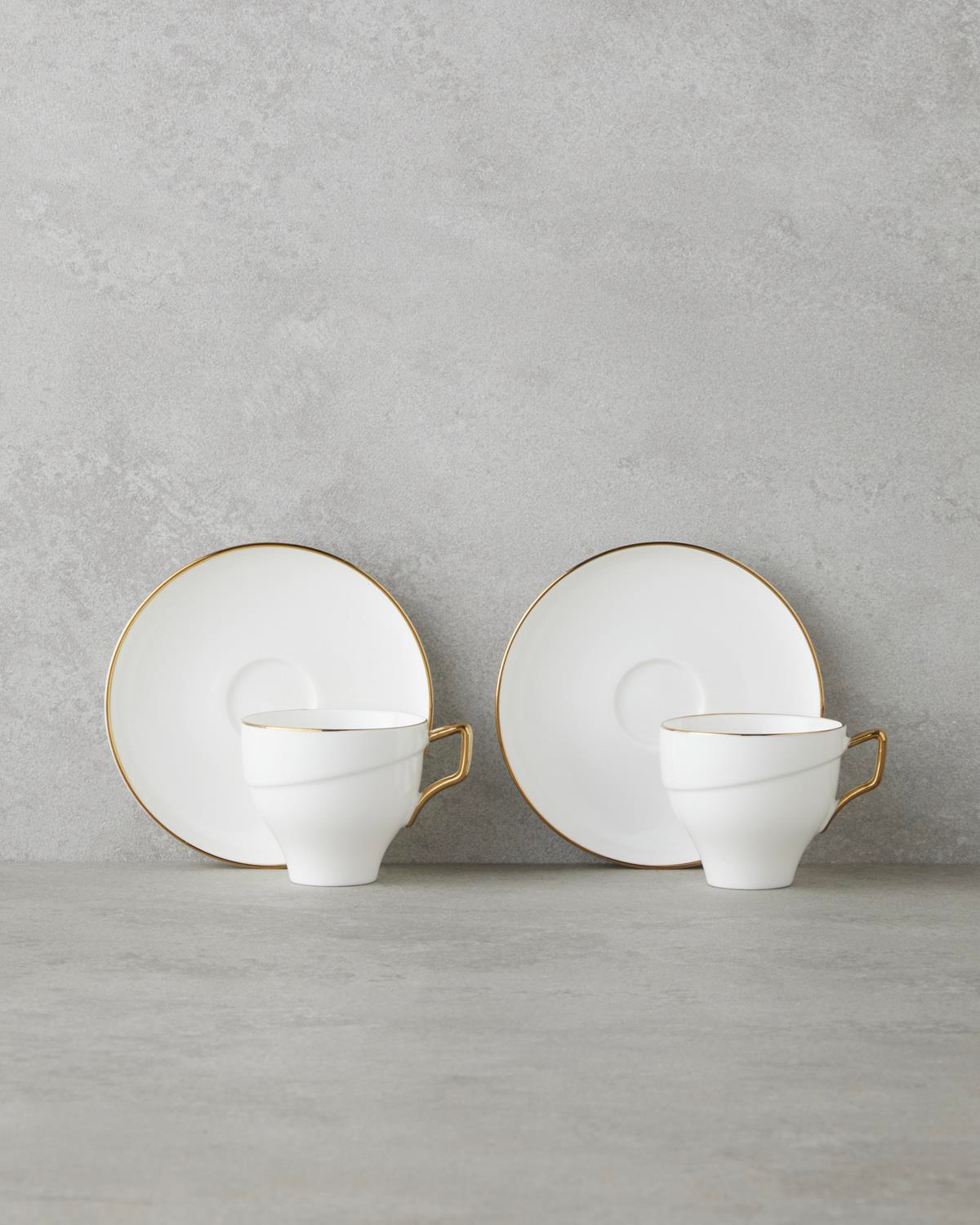 Sheen Porselen 12 Parça 6 Kişilik Kahve Fincan Takımı 90 ml Beyaz-Gold