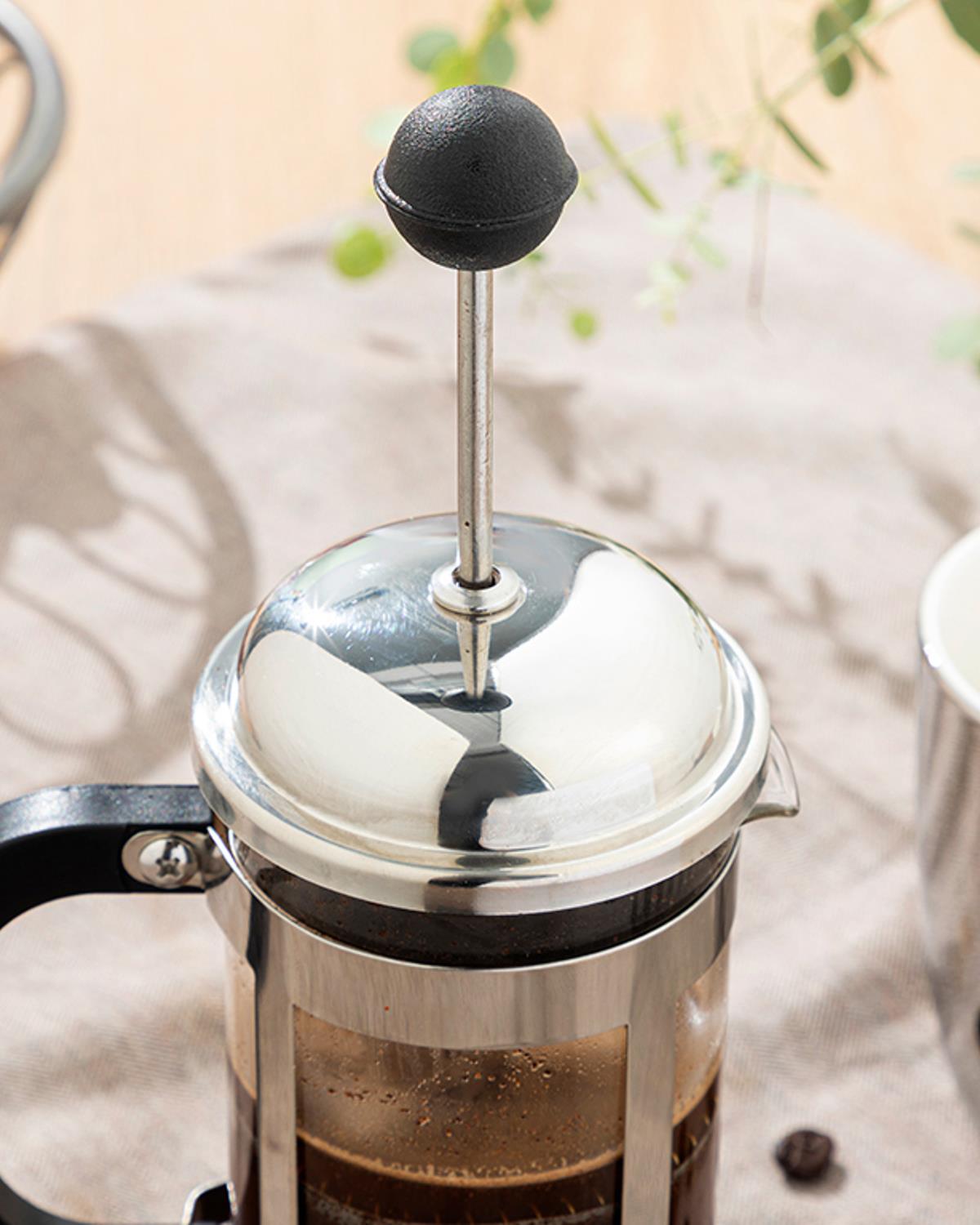 Shiny Borosilikat Cam French Press 350 ml Silver