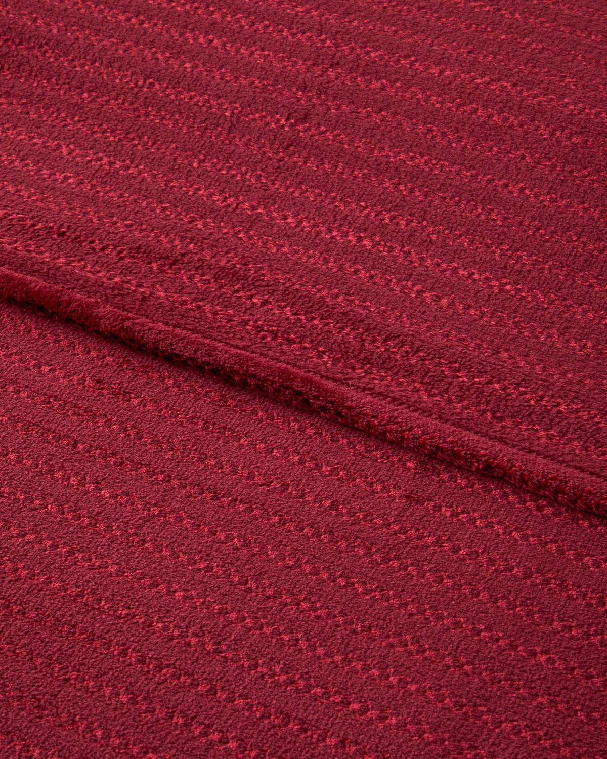 Shiny Lines Floşlu Supersoft Tek Kişilik Battaniye 150x200 cm Koyu Kırmızı