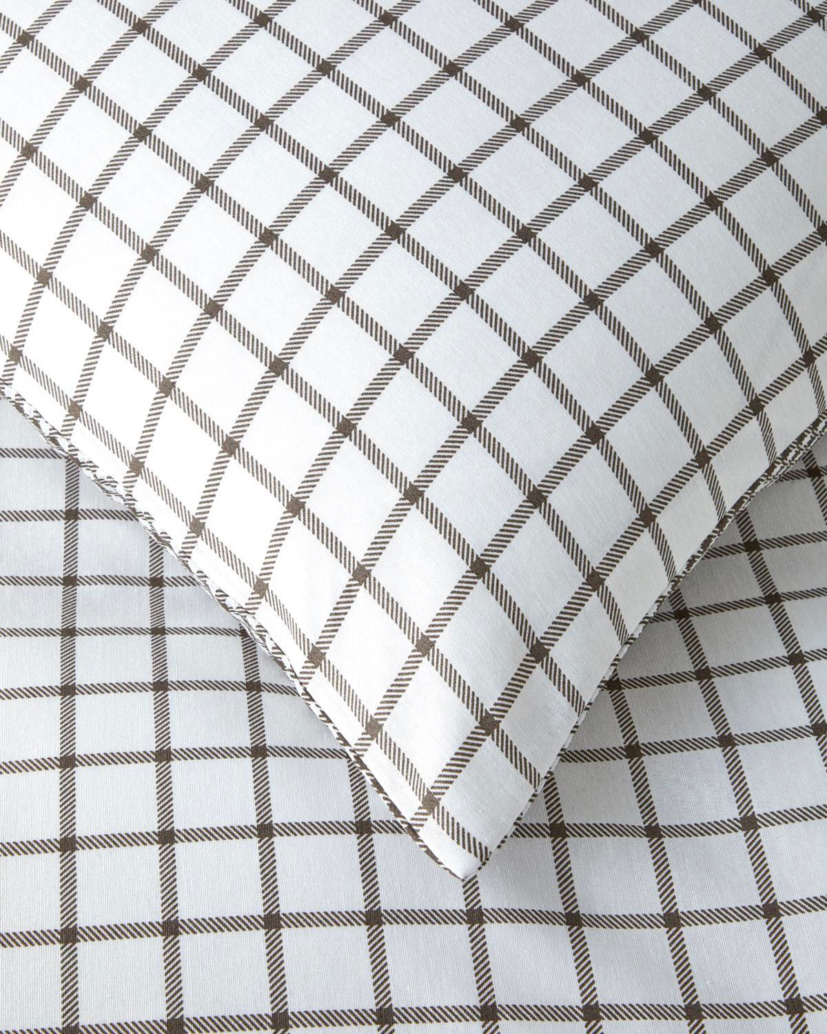 Simple Checks Kolay Ütülenir Çift Kişilik Nevresim Takımı 200x220 cm Kahverengi