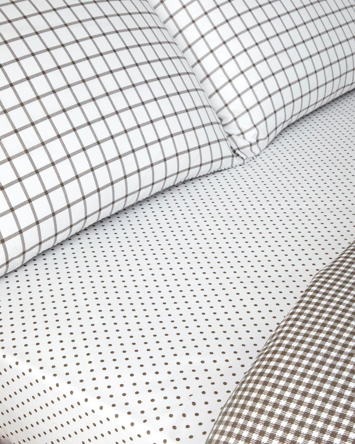 Simple Checks Kolay Ütülenir Çift Kişilik Nevresim Takımı 200x220 cm Kahverengi