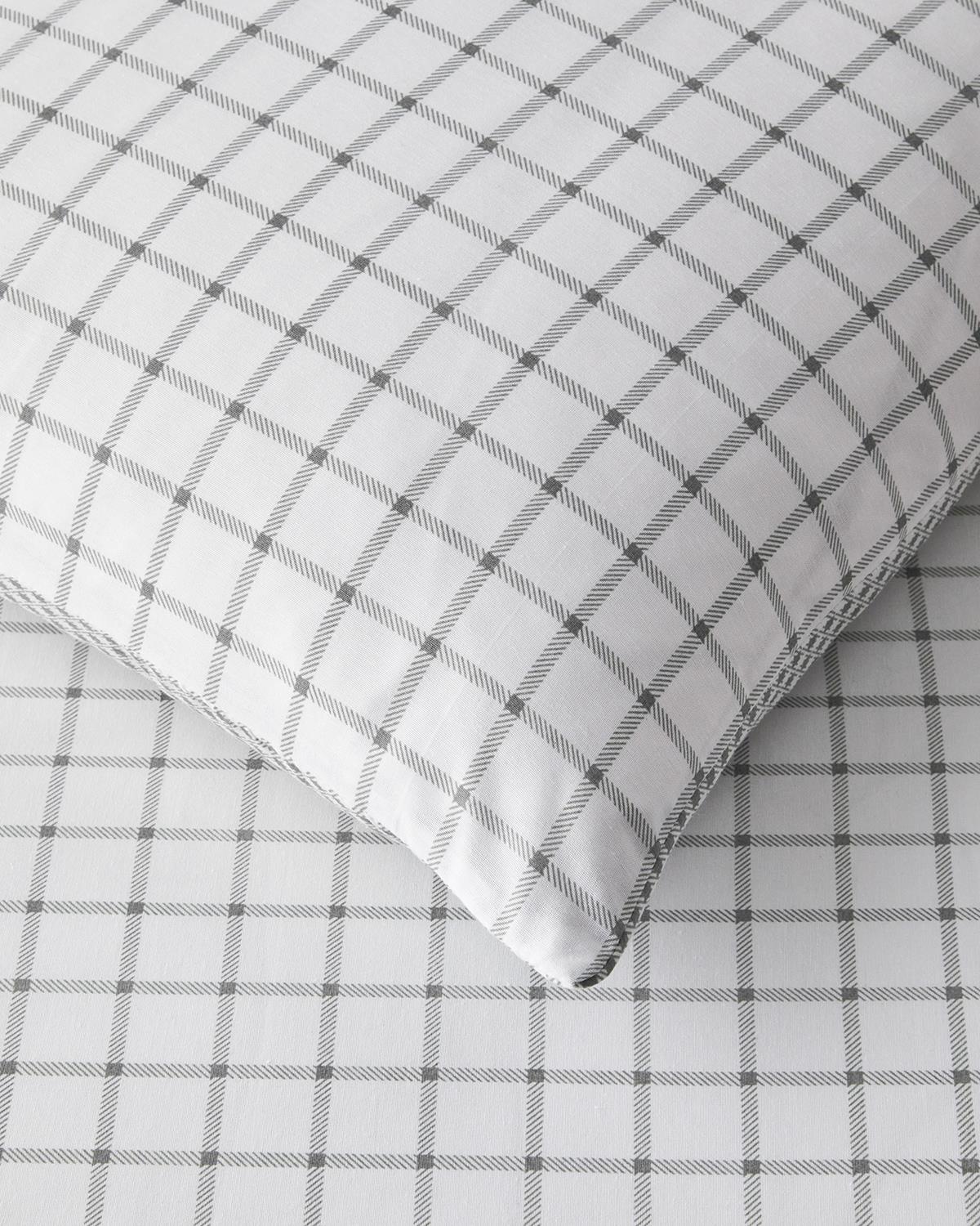 Simple Checks Kolay Ütülenir Tek Kişilik Nevresim Takımı 160x220 cm Gri
