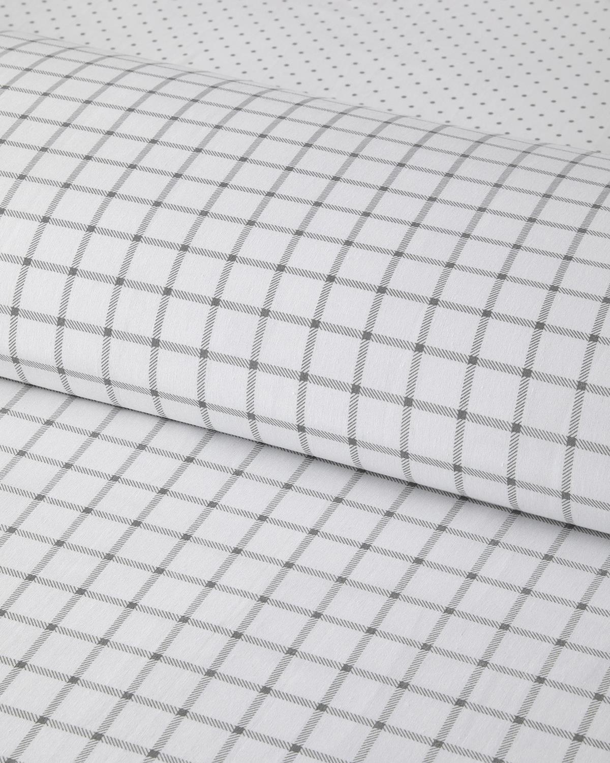 Simple Checks Kolay Ütülenir Tek Kişilik Nevresim Takımı 160x220 cm Gri