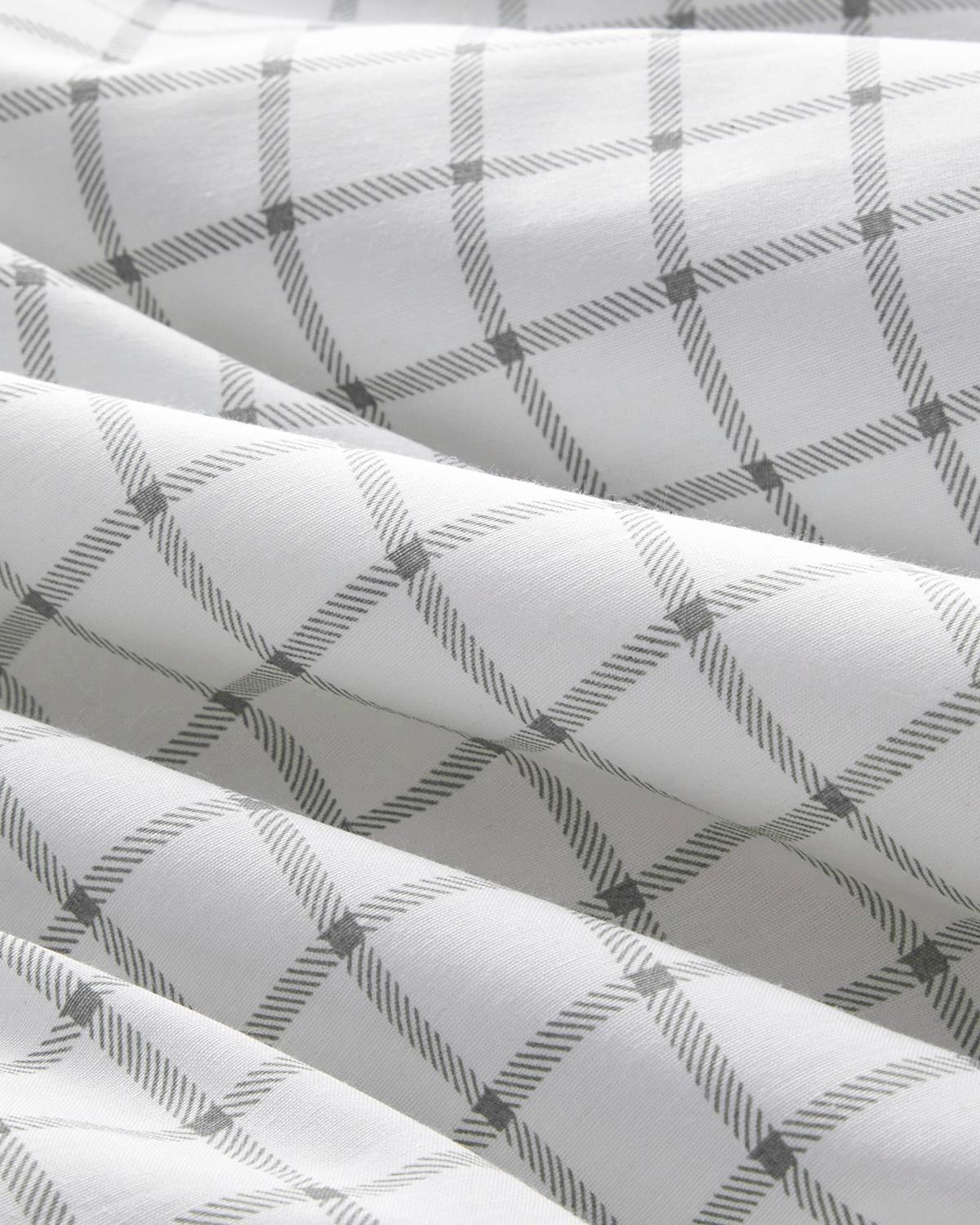 Simple Checks Kolay Ütülenir Tek Kişilik Nevresim Takımı 160x220 cm Gri