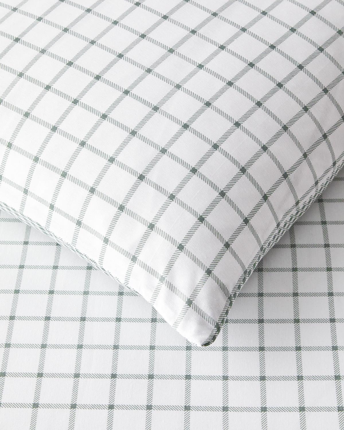 Simple Checks Kolay Ütülenir Tek Kişilik Nevresim Takımı 160x220 cm Seledon