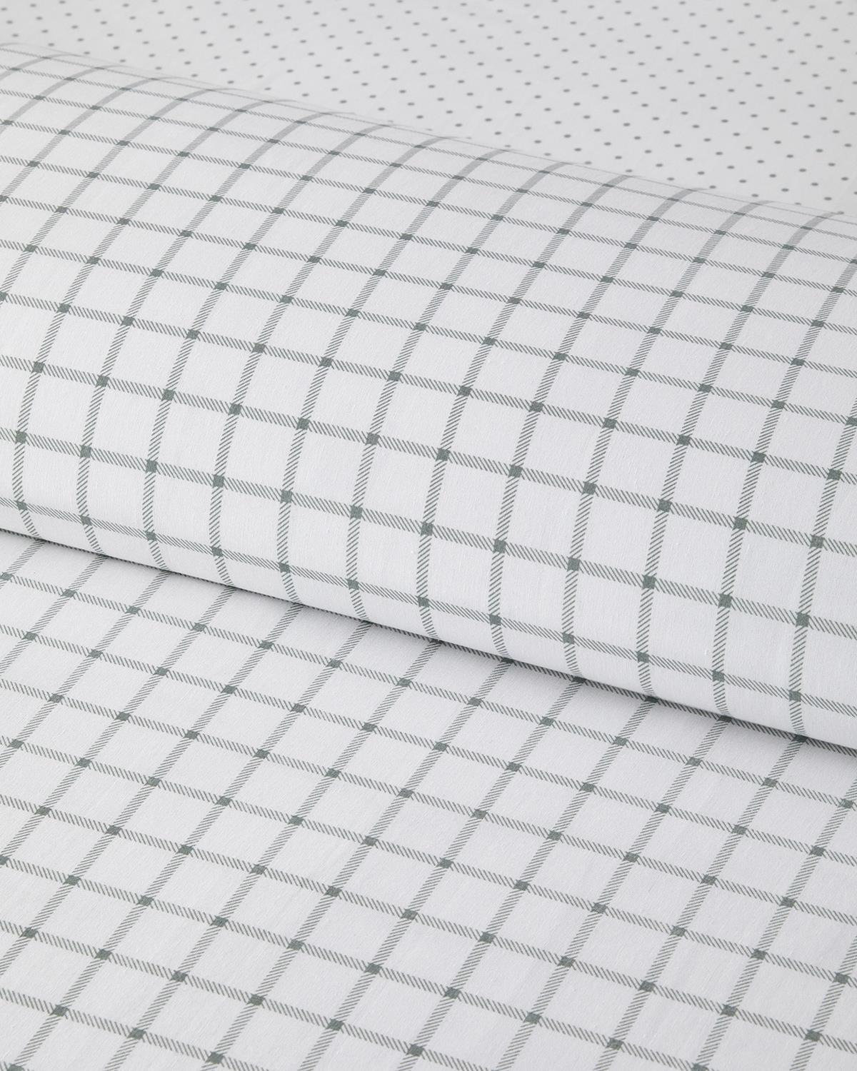 Simple Checks Kolay Ütülenir Tek Kişilik Nevresim Takımı 160x220 cm Seledon