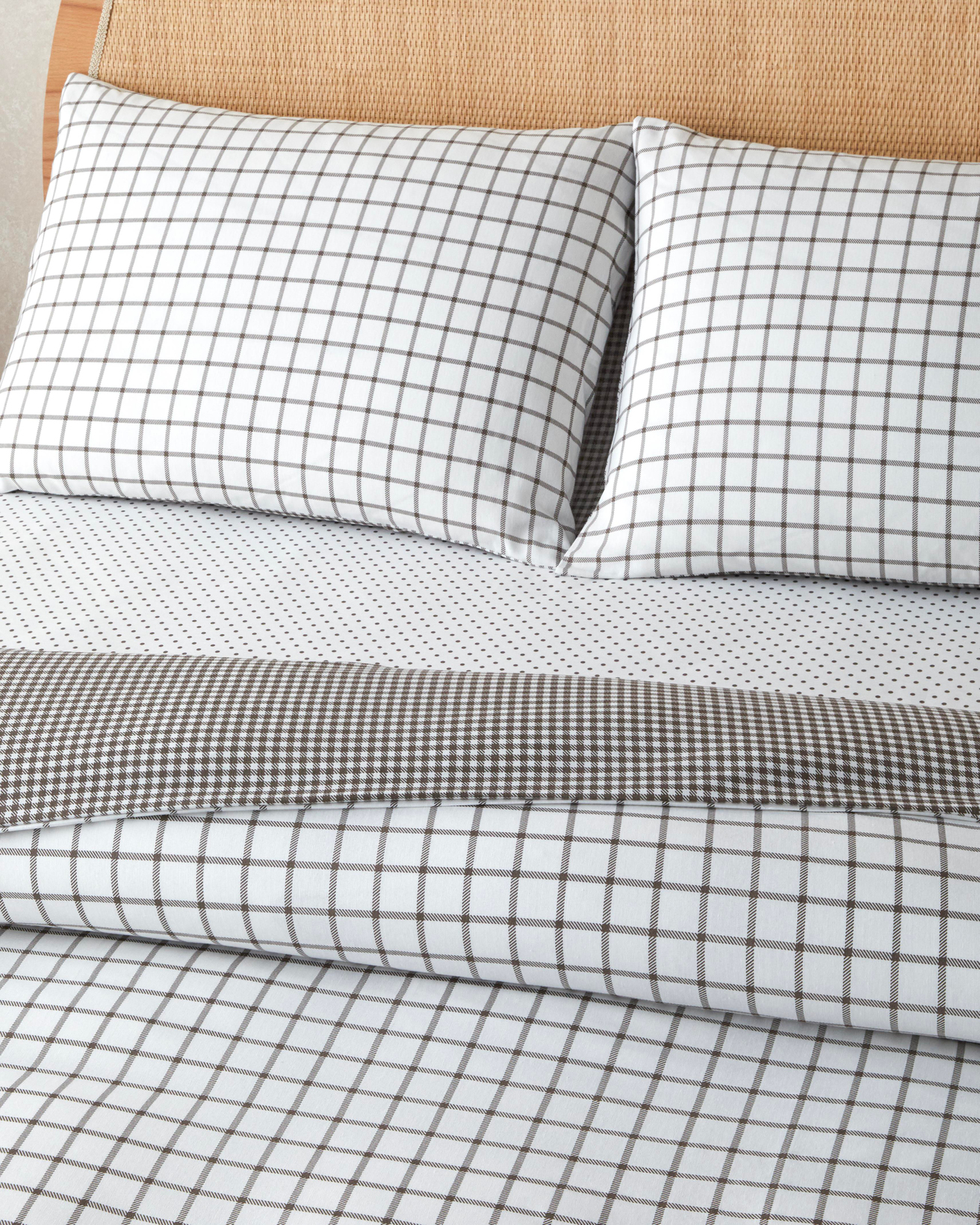 Simple Checks Kolay Ütülenir Tek Kişilik Nevresim Takımı 160x220 cm Kahverengi