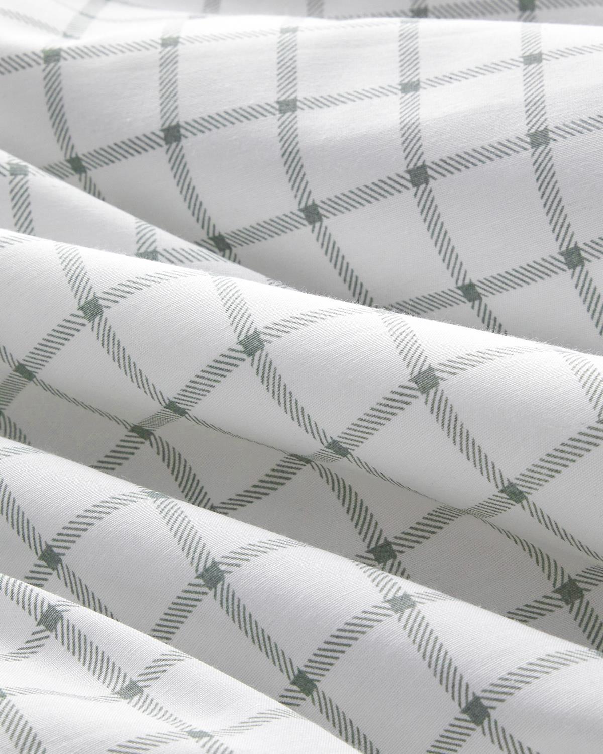 Simple Checks Kolay Ütülenir Tek Kişilik Nevresim Takımı 160x220 cm Seledon