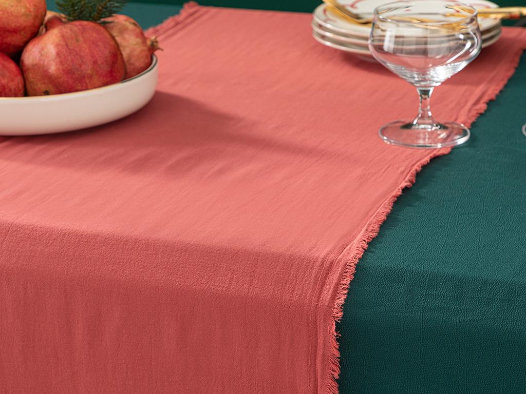Smooth Fringes Pamuk Runner Bordo