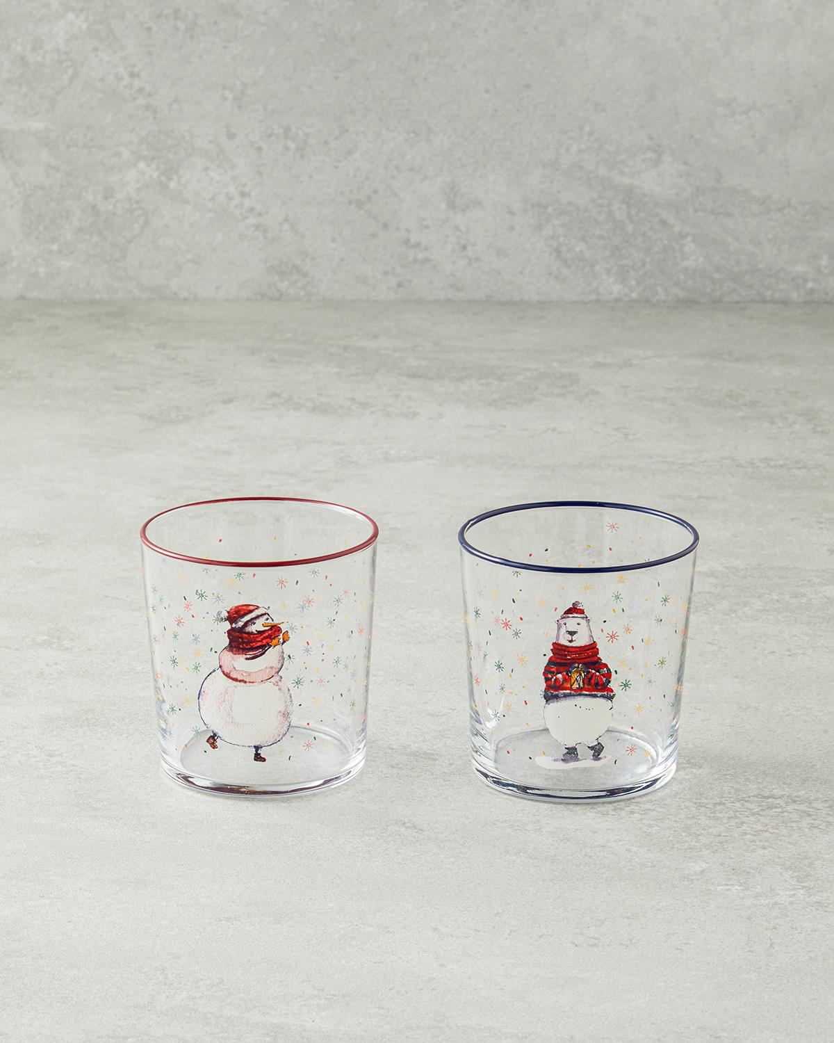 Snowflake Cam Bardak 420 ml Kırmızı - Yeşil