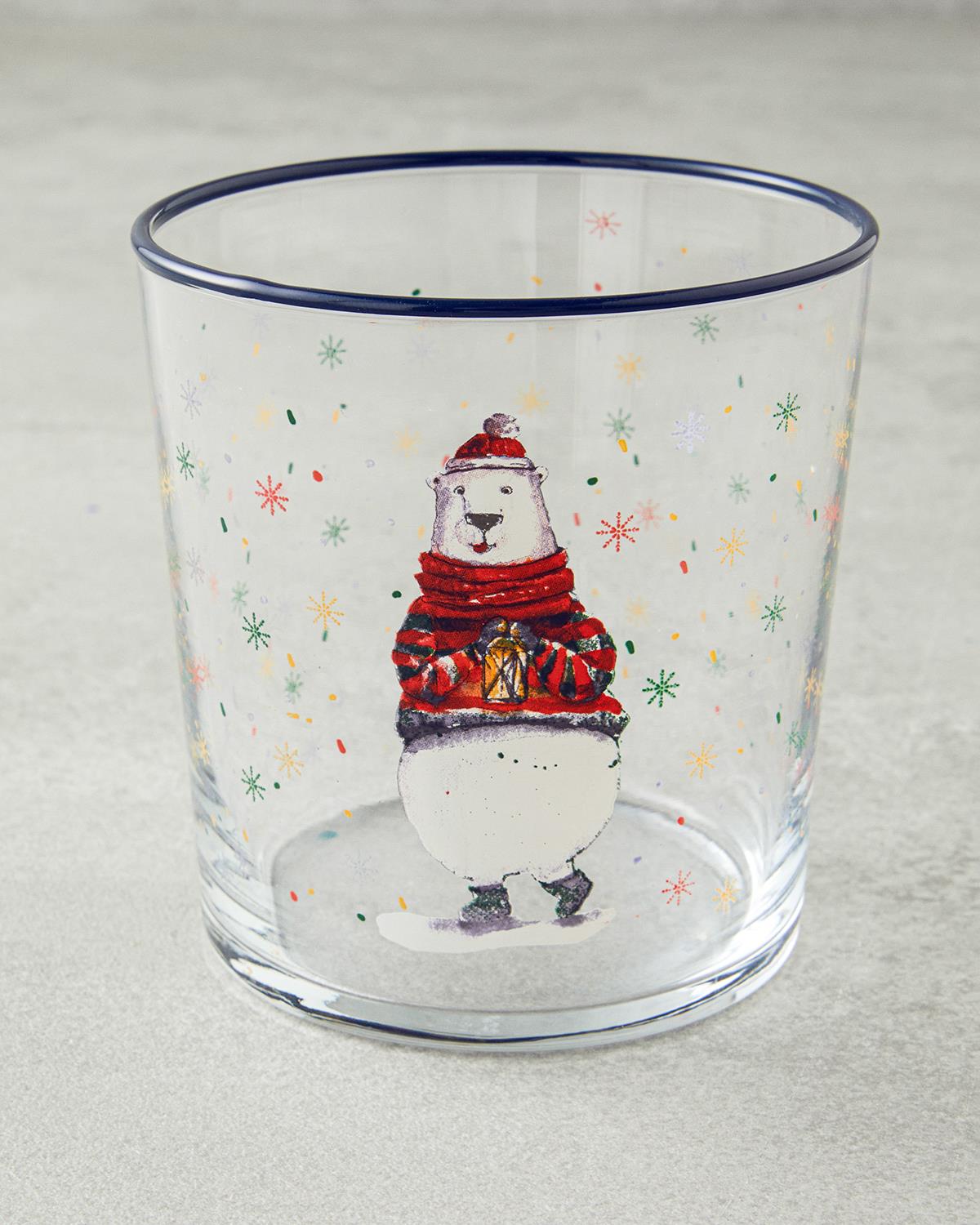 Snowflake Cam Bardak 420 ml Kırmızı - Yeşil