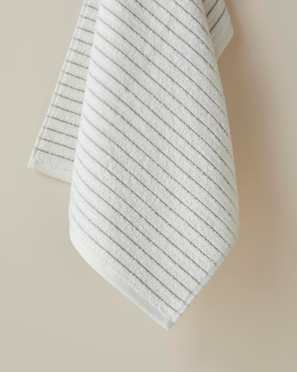 Soft Stripe Pamuk Yüz Havlusu 50x80 cm Fildişi