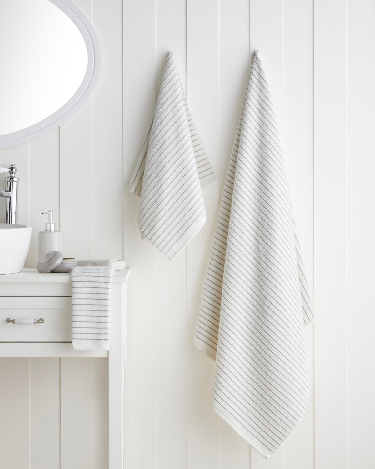 Soft Stripe Pamuk Yüz Havlusu 50x80 cm Fildişi