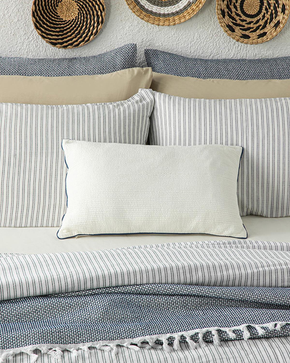 Stitch Line İpliği Boyalı King Size Nevresim Takımı Lacivert