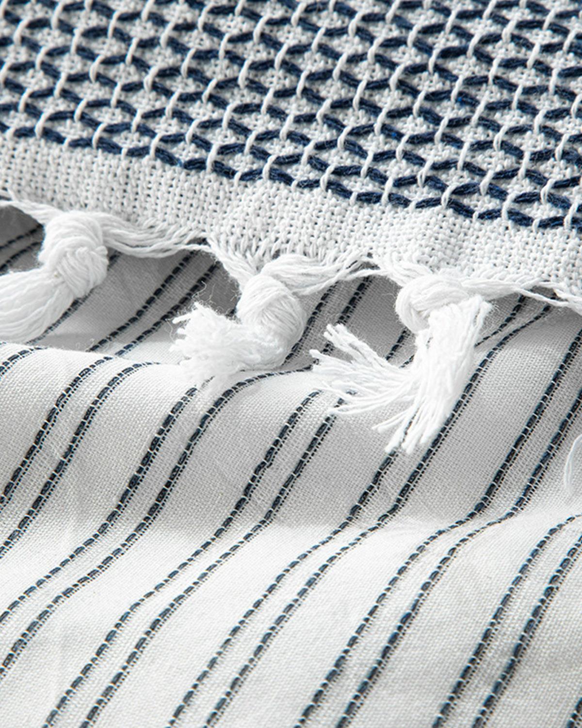 Stitch Line İpliği Boyalı King Size Nevresim Takımı Lacivert