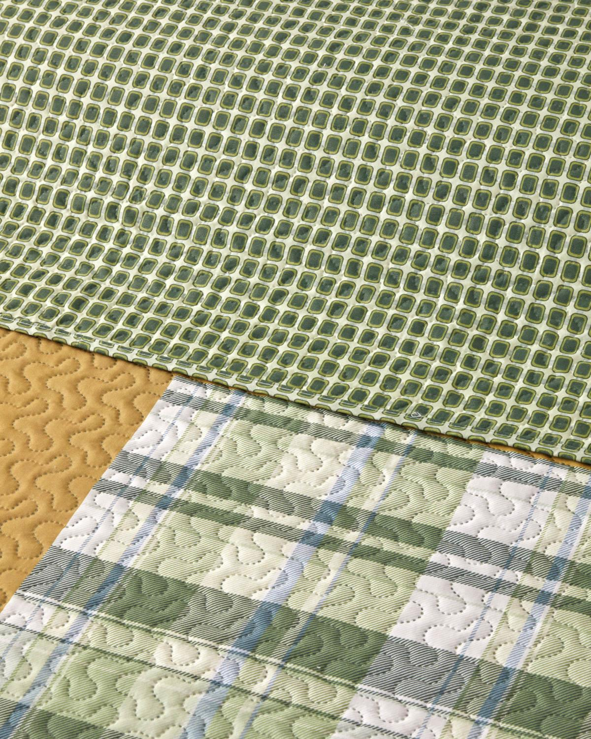 Strada Grid Çift Kişilik Çok Amaçlı Örtü 200x220 cm Yeşil