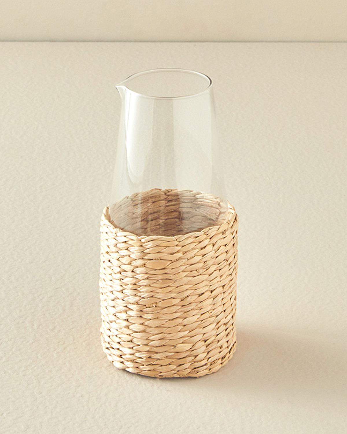 Striped Cam Hasırlı Karaf 1100 ml Şeffaf