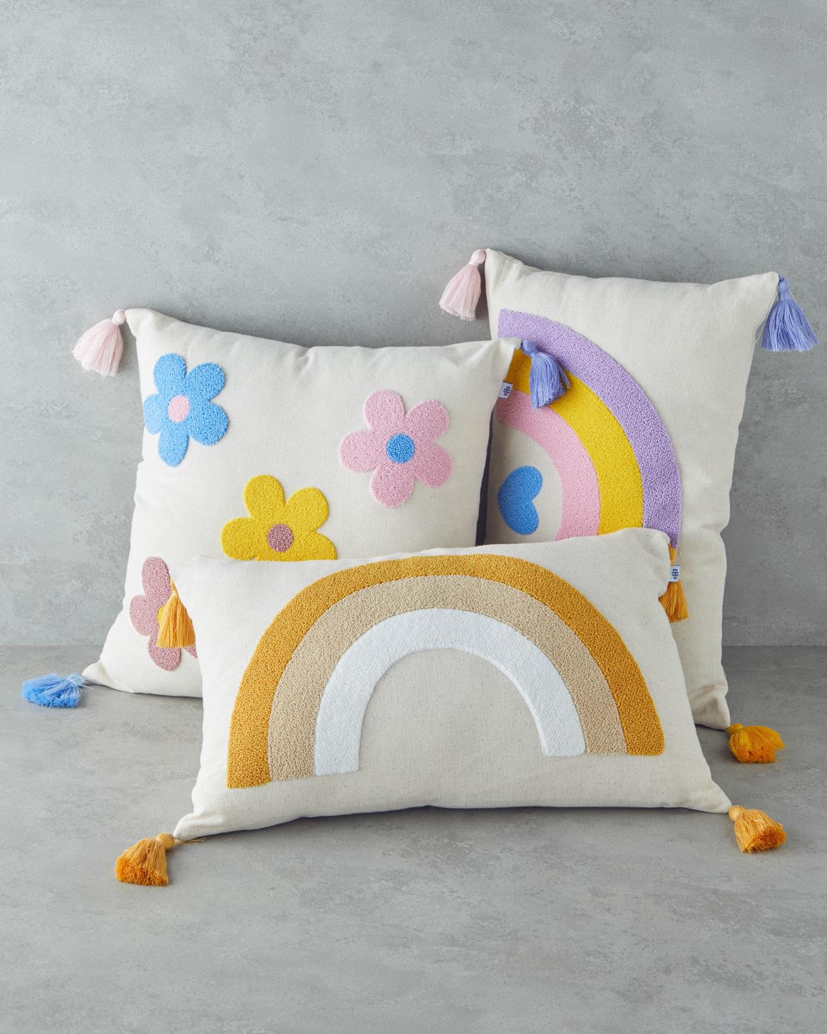 Sweet Flowers Bebe Dekoratif Kırlent 45x45 cm Ekru