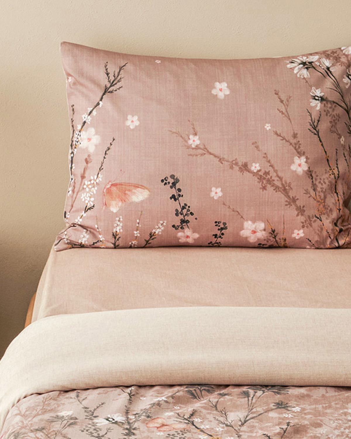 Sweet Spring Dijital Baskılı Soft Cotton Çift Kişilik Nevresim Takımı Gül Kurusu