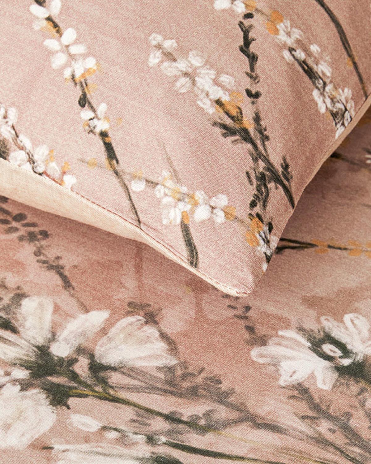 Sweet Spring Dijital Baskılı Soft Cotton Tek Kişilik Nevresim Takımı Gül Kurusu