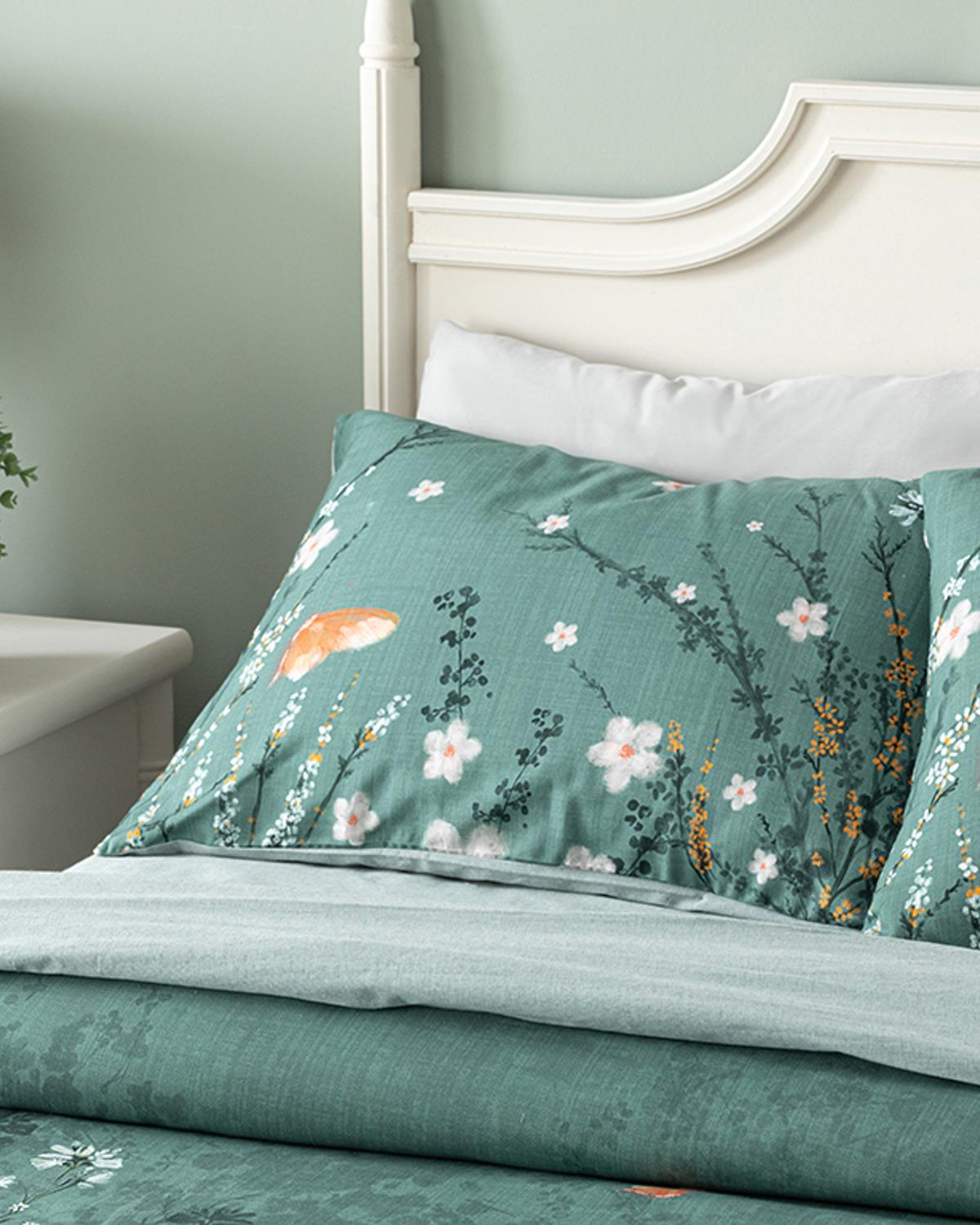 Sweet Spring Dijital Baskılı Soft Cotton Çift Kişilik Nevresim Takımı Yeşil