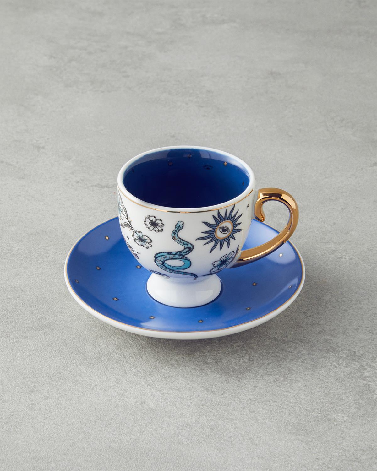 Talisman Snake New Bone China 4 Parça 2 Kişilik Kahve Fincan Takımı 100 ml Beyaz