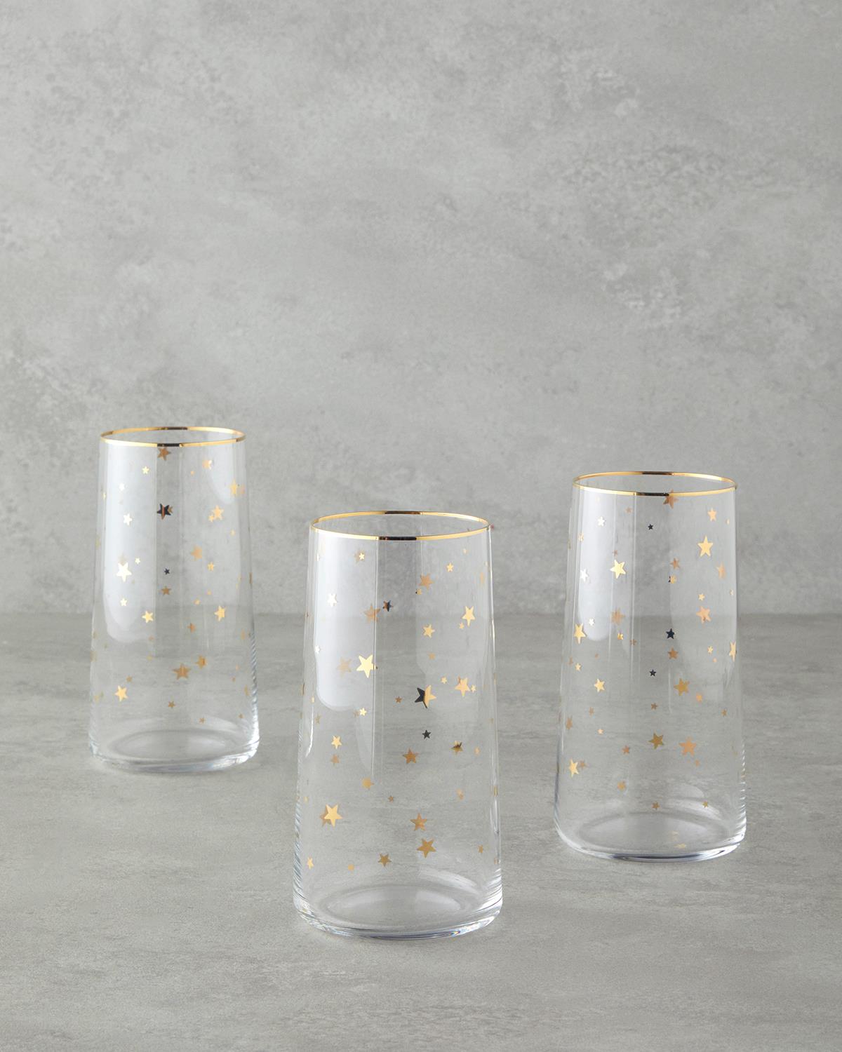 Talisman Star Cam 3'lü Bardak 380 ml Şeffaf-Gold