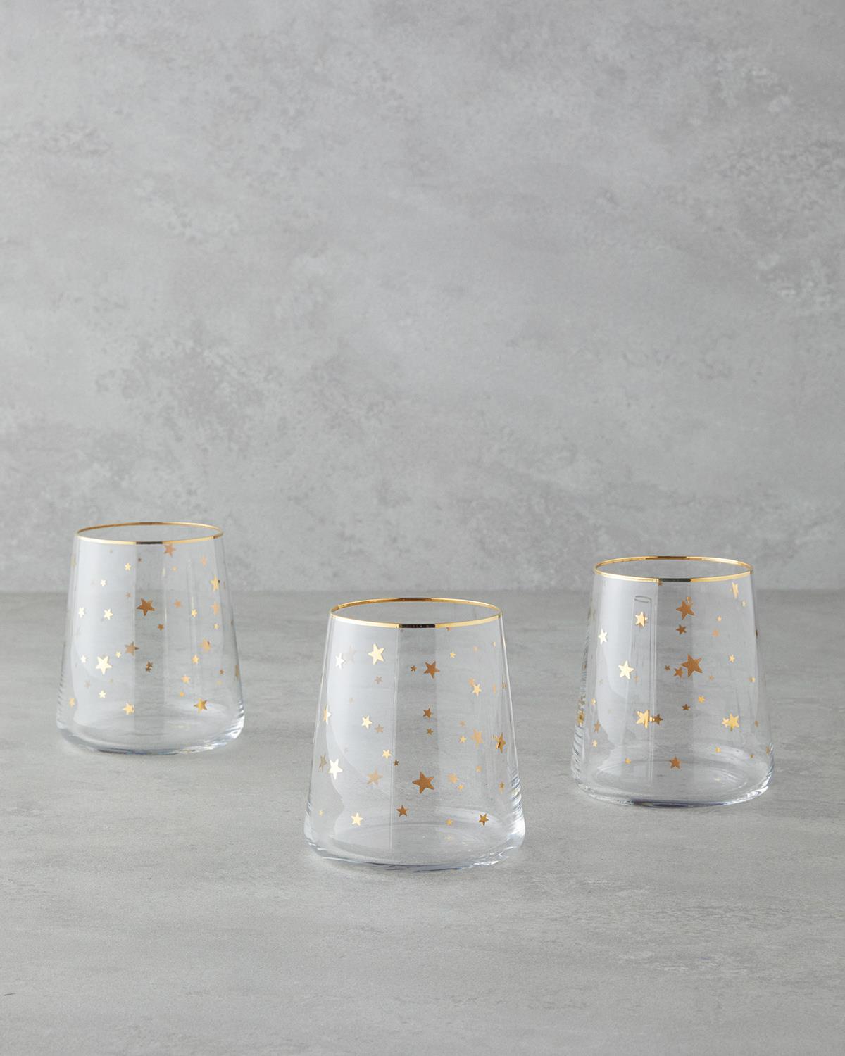 Talisman Star Cam 3'lü Bardak 380 ml Şeffaf-Gold