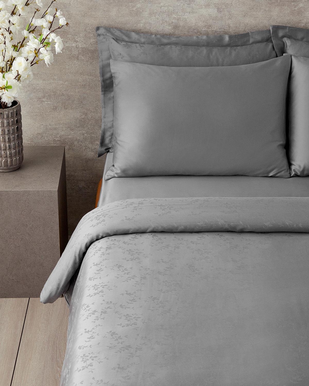 Taylor Lyocell Saten Çift Kişilik Nevresim Takımı 200x220 cm Koyu Gri