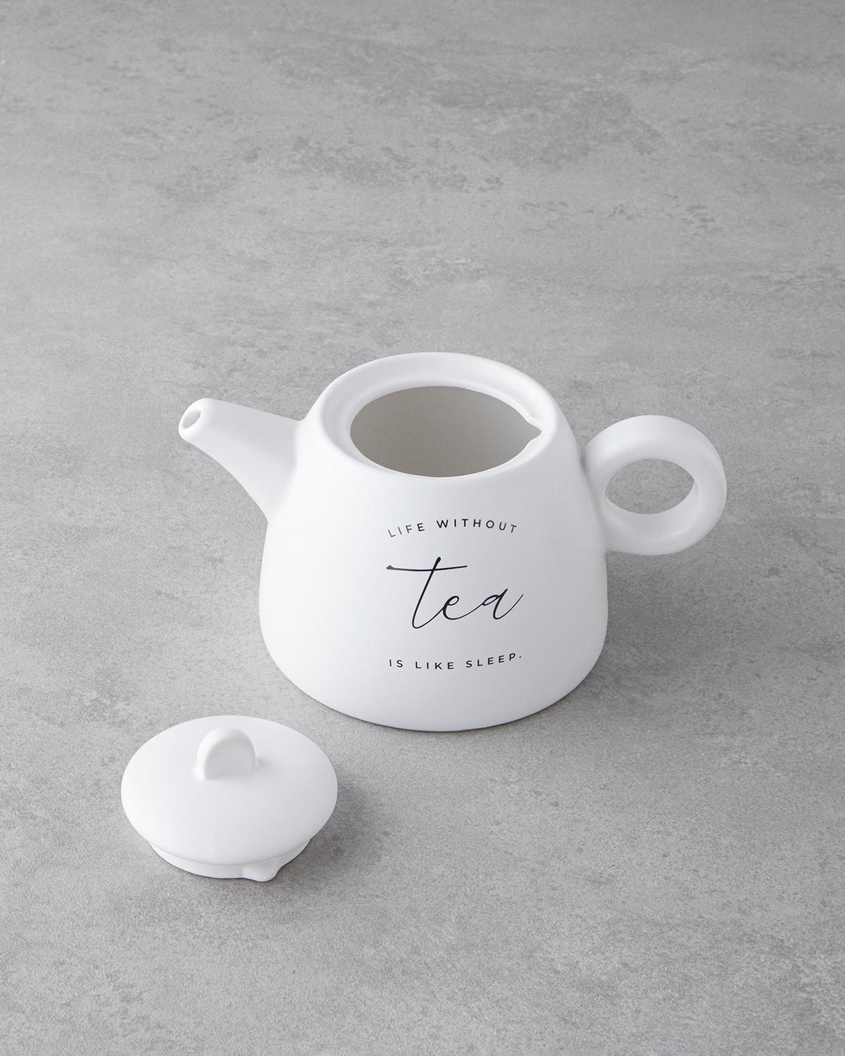 Tea Time New Bone China Demlik Seti 600 ml Beyaz