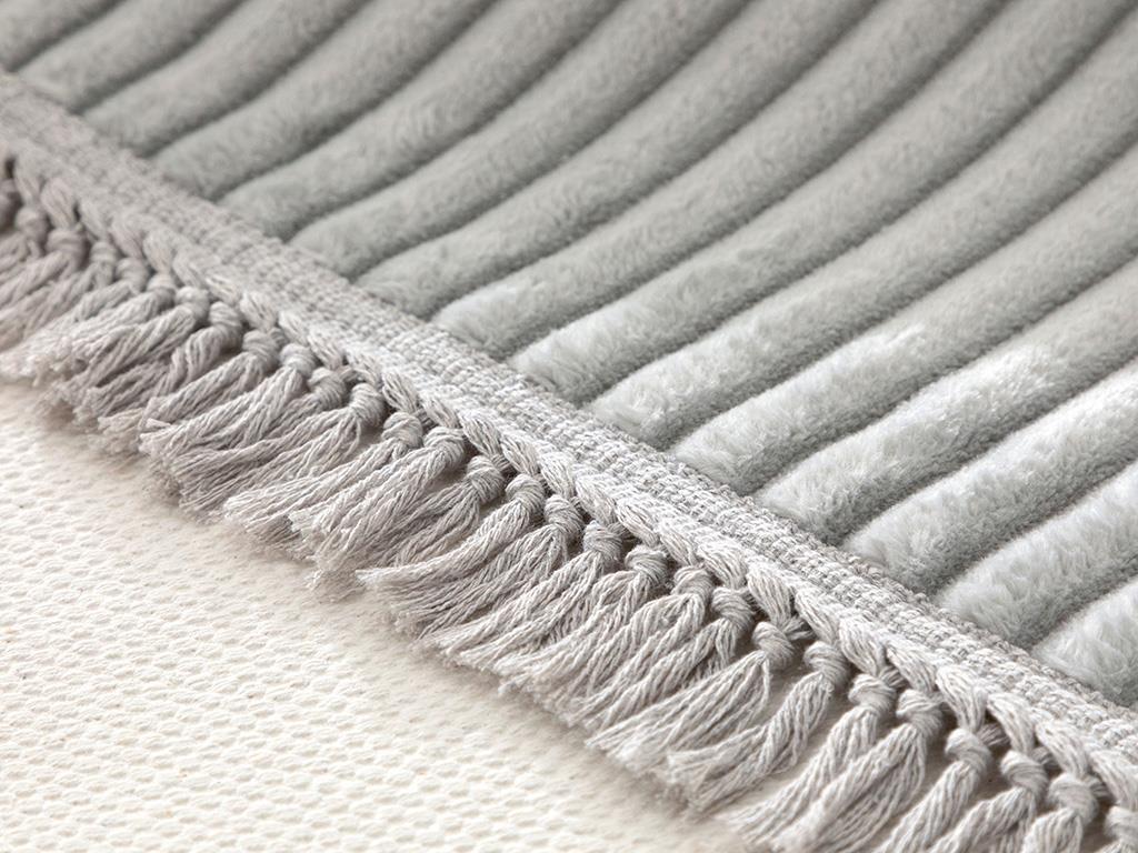 Thick Ribbed Fitilli Halı Gri