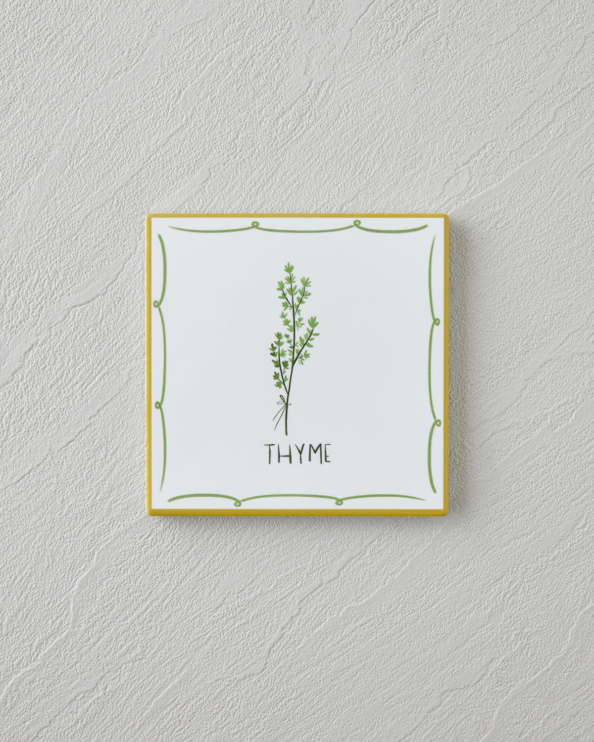 Thyme Seramik Bardak Altlığı 10.8x0.8 cm Beyaz - Yeşil