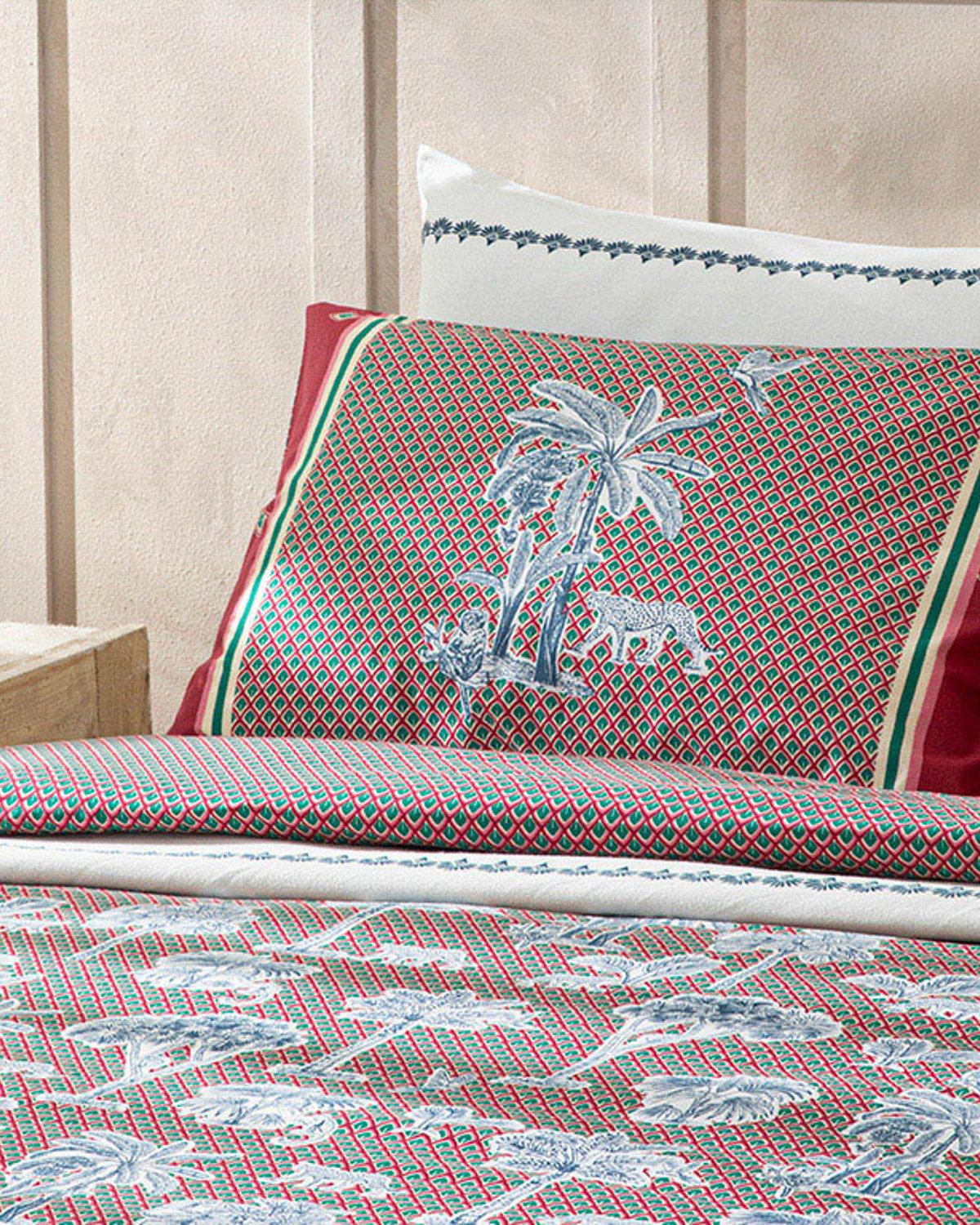 Toile De Jouy Pamuklu Tek Kişilik Nevresim Seti Fuşya