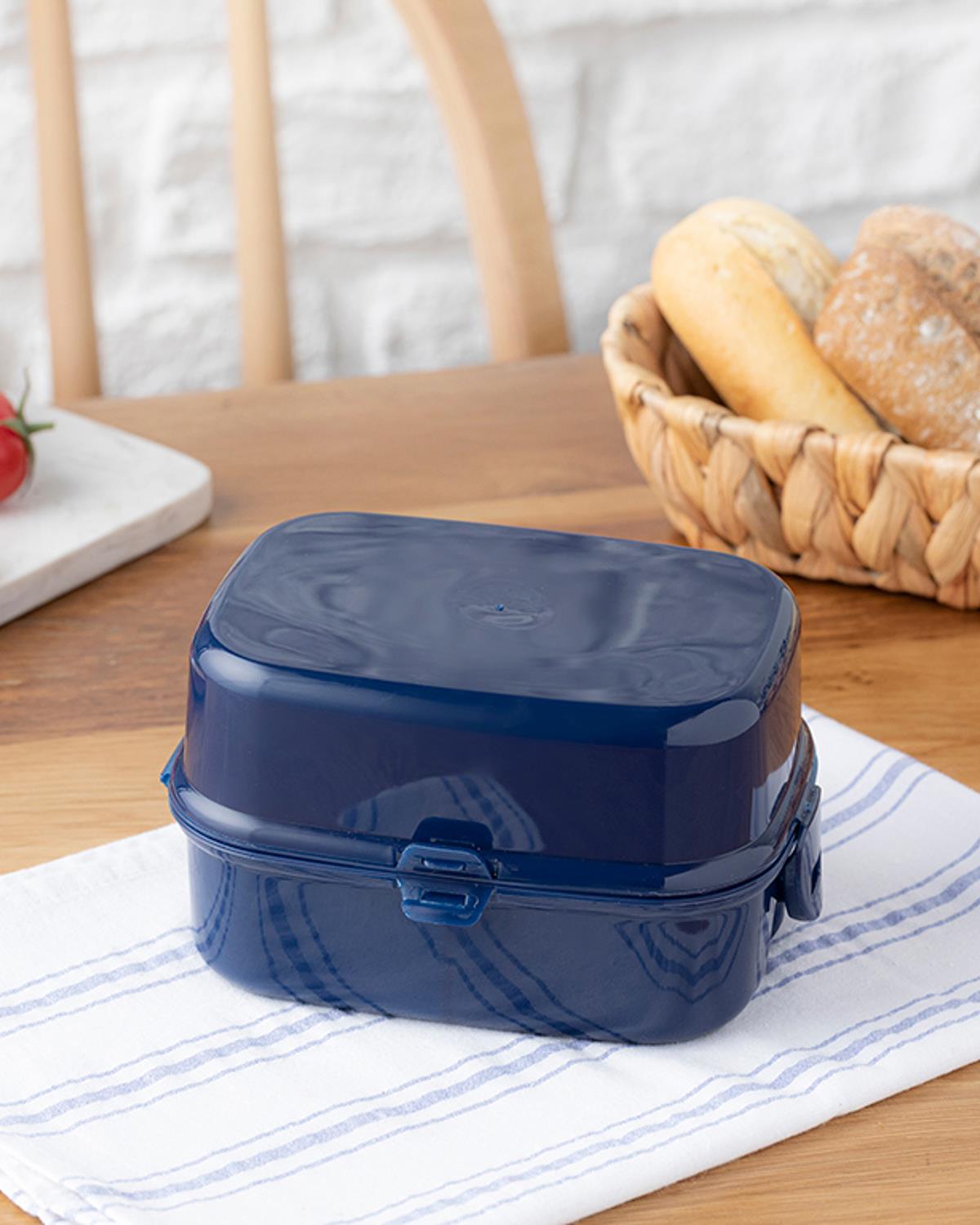 Trendy Plastik Bölmeli Lunch Box Lacivert