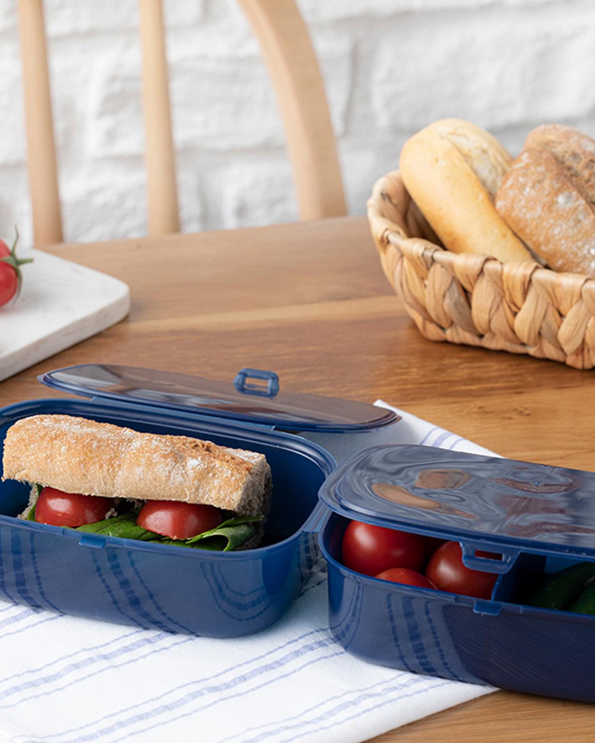 Trendy Plastik Bölmeli Lunch Box Lacivert