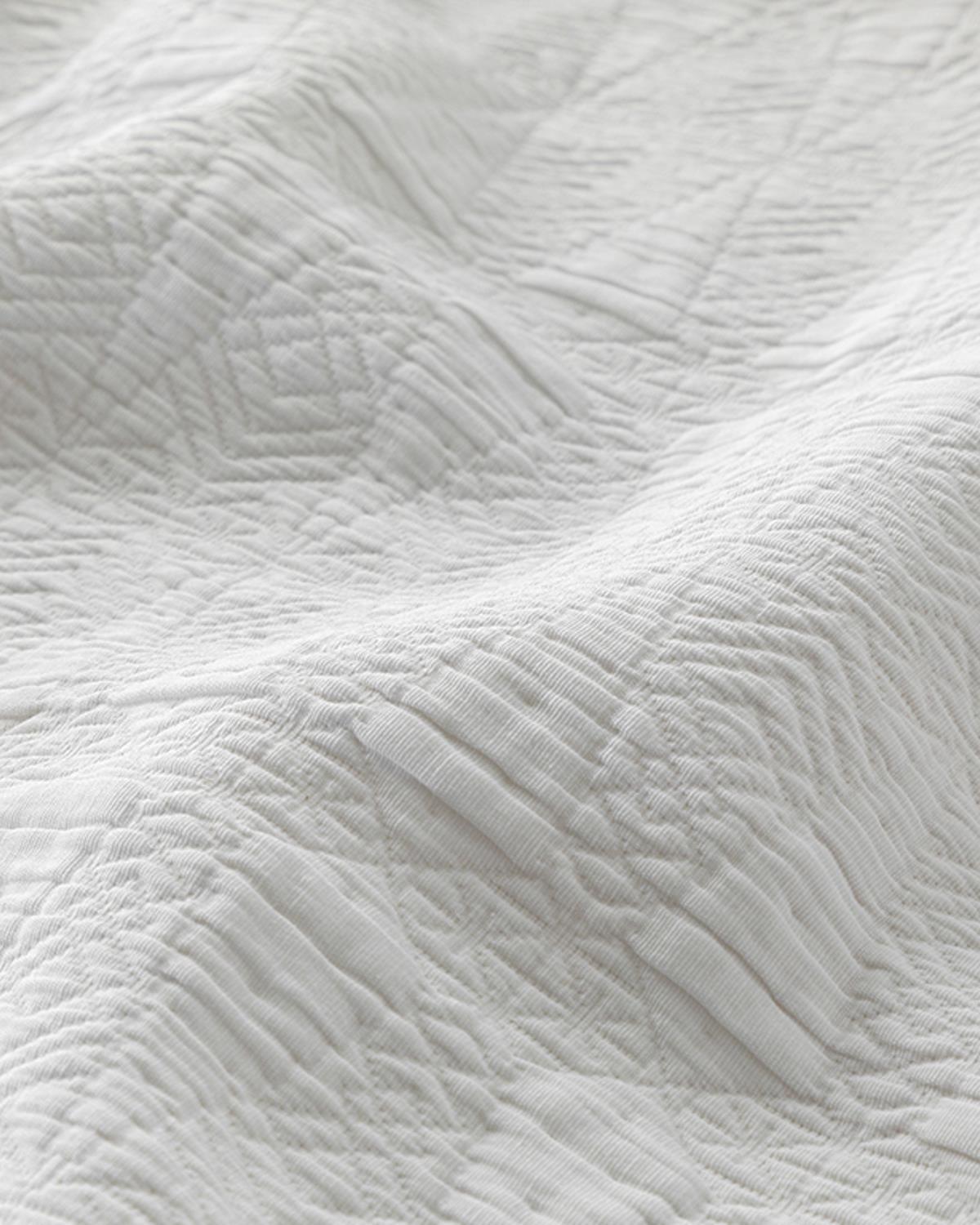 Triangle Polycotton Jakarlı Çift Kişilik Yatak Örtüsü Takımı Beyaz