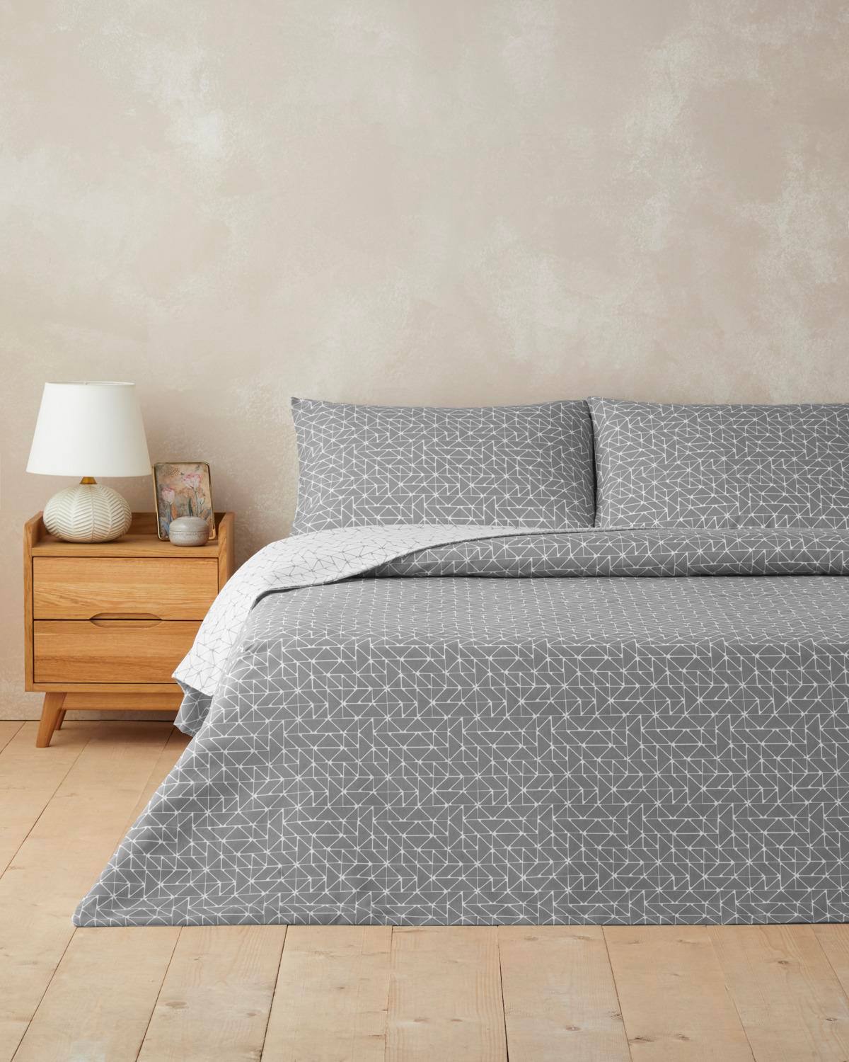Trio Shape Kolay Ütülenir Çift Kişilik Nevresim Takımı 200x220 cm Gri