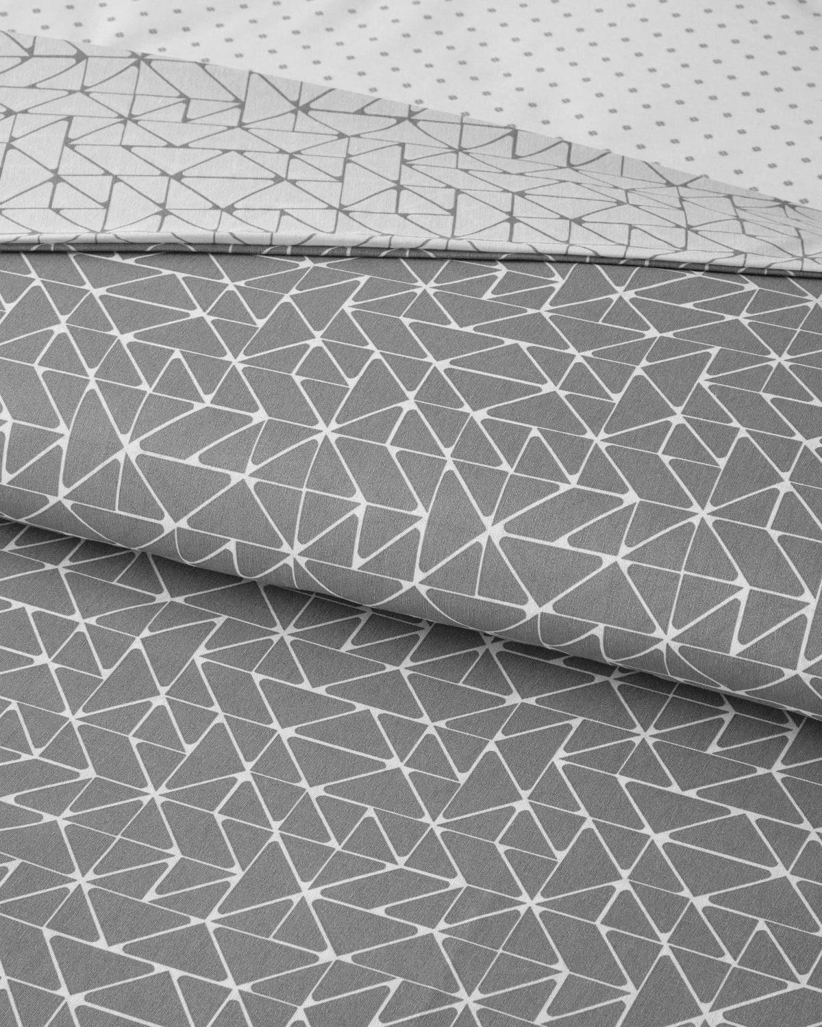 Trio Shape Kolay Ütülenir Tek Kişilik Nevresim Takımı 160x220 cm Gri