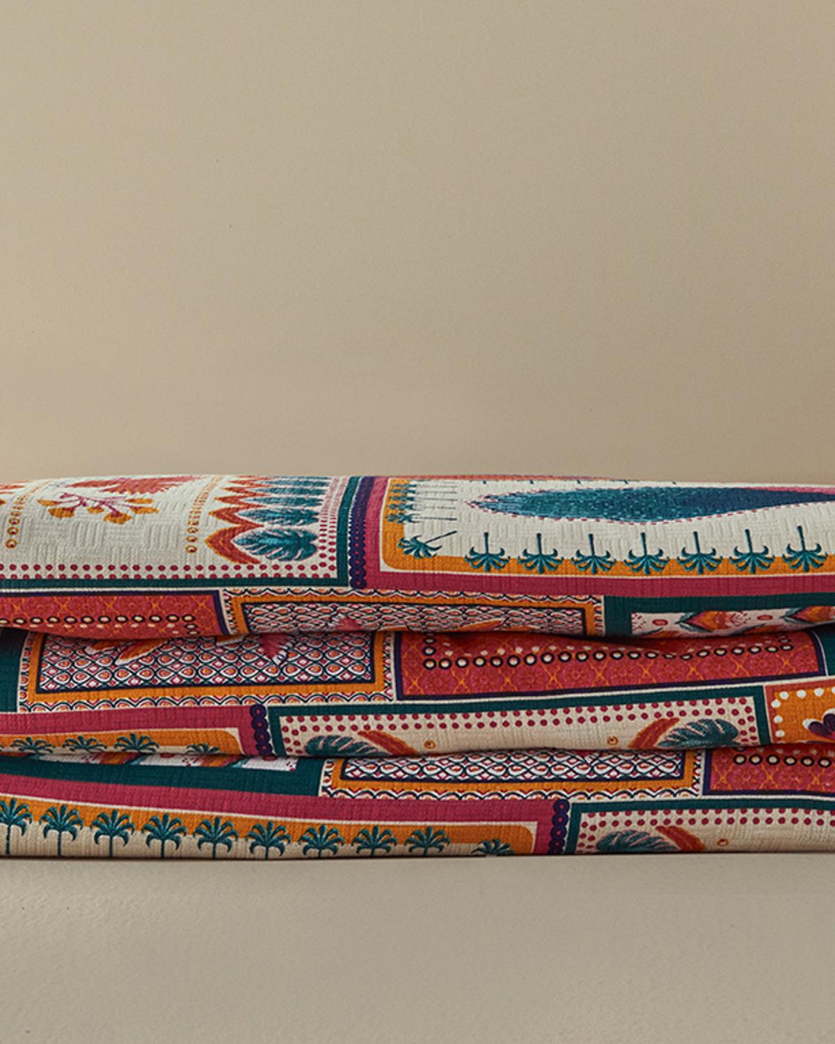 Tropic Patchwork Çift Kişilik Pike Pembe