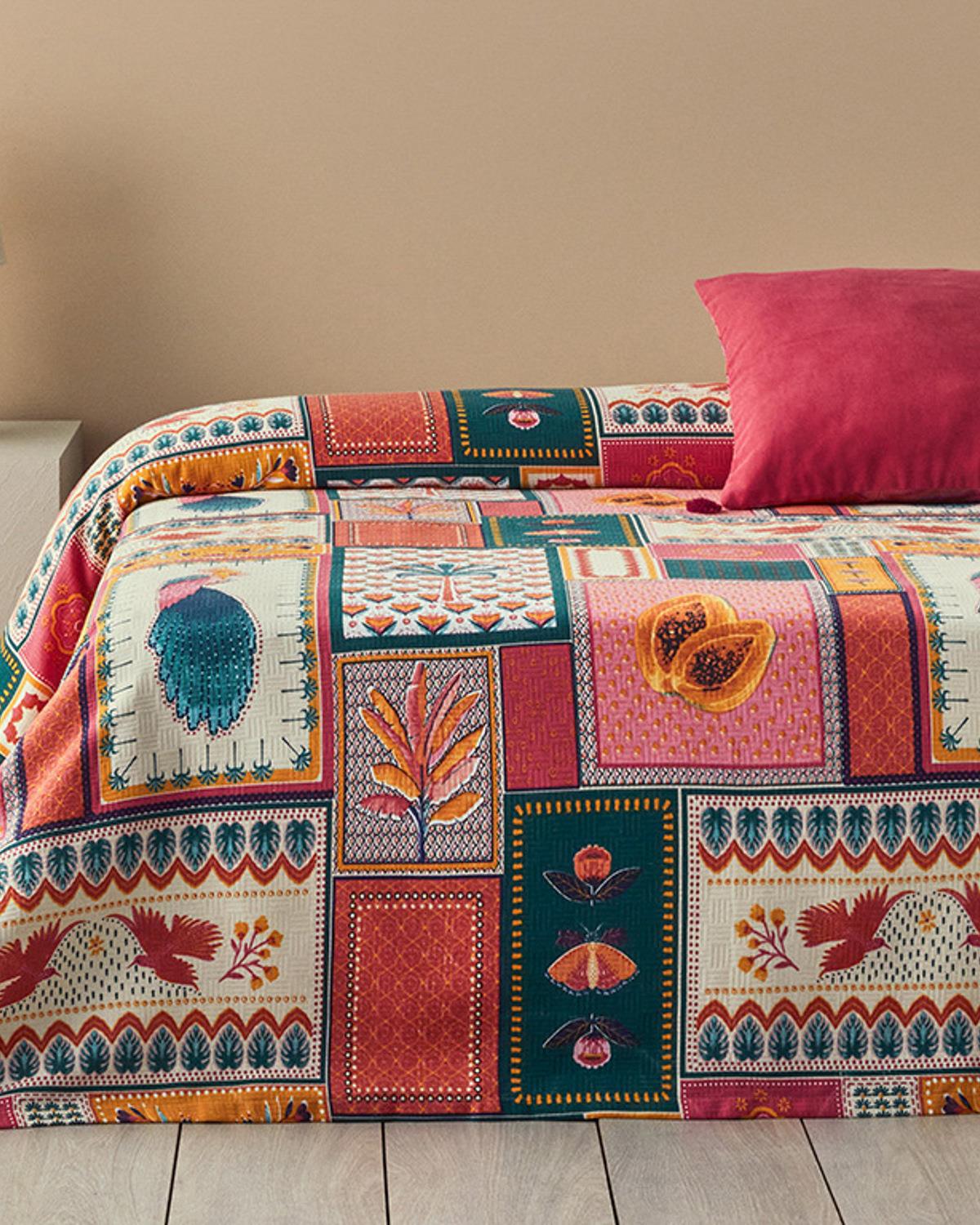 Tropic Patchwork Çift Kişilik Pike Pembe